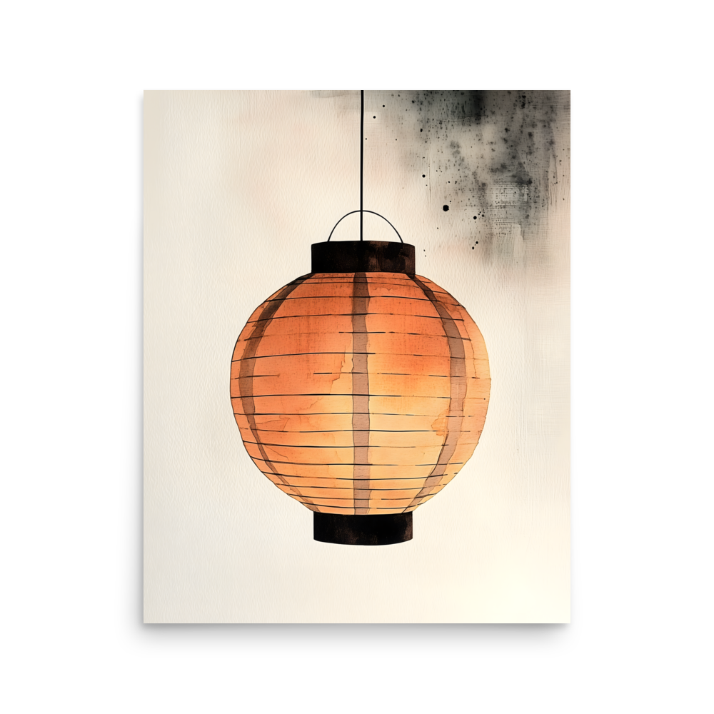 Paper Lantern — Japandi wabi-sabi poster, minimalist Japanese wall art print