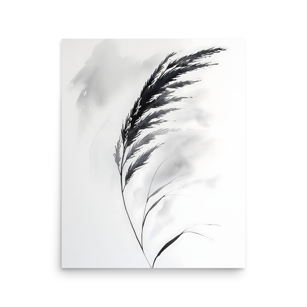 Wild Grass — Japandi zen nature poster, minimalist Japanese wall art print