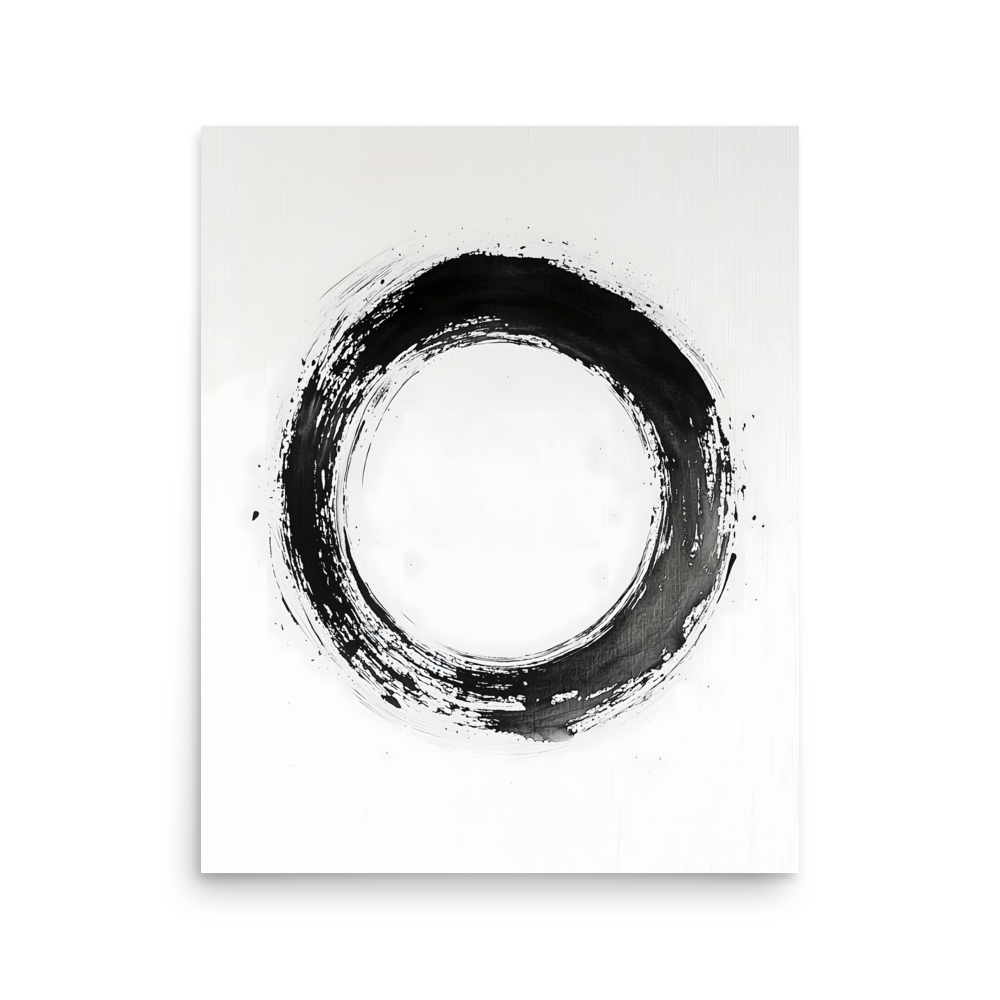 One Stroke — Japandi zen ink poster, minimalist Japanese wall art print
