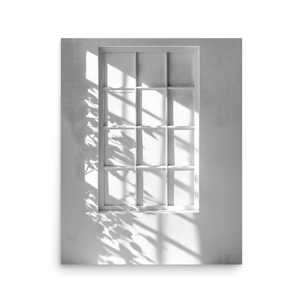 Shadow Play — Japandi komorebi poster, minimalist Japanese wall art print