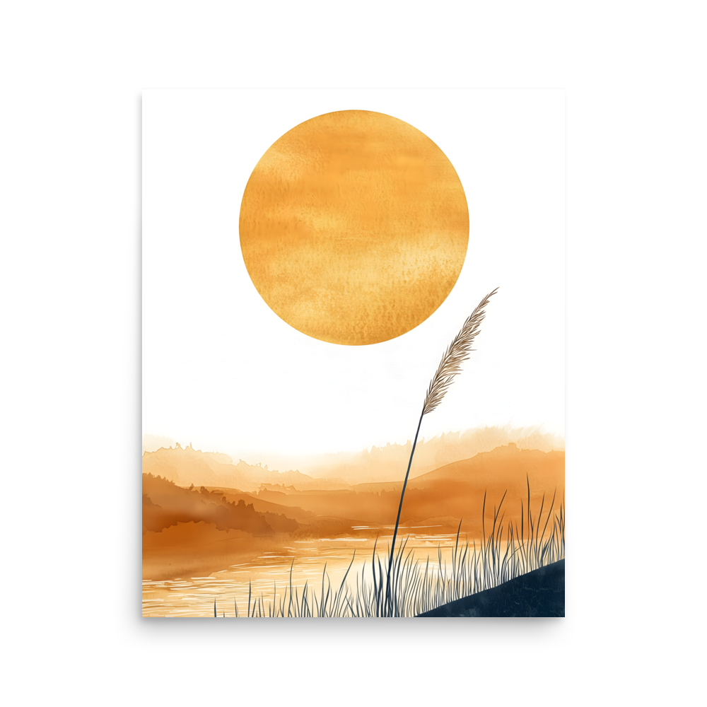 Golden Hour — Japandi komorebi poster, minimalist Japanese wall art print