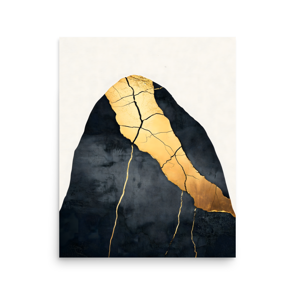 Kintsugi Lines — Japandi wabi-sabi poster, minimalist Japanese wall art print