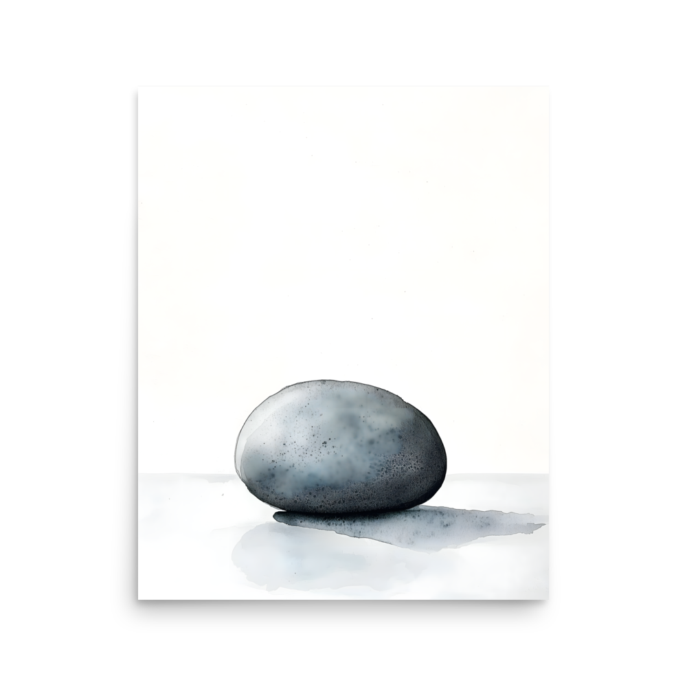 Worn Stone — Japandi wabi-sabi poster, minimalist Japanese wall art print
