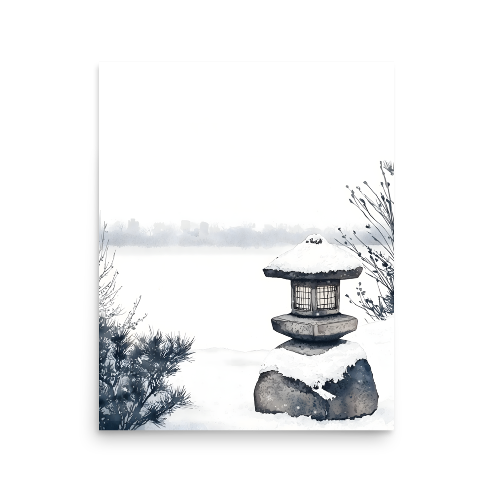 Snow Lantern — Japanese minimalist wabi-sabi poster wall art