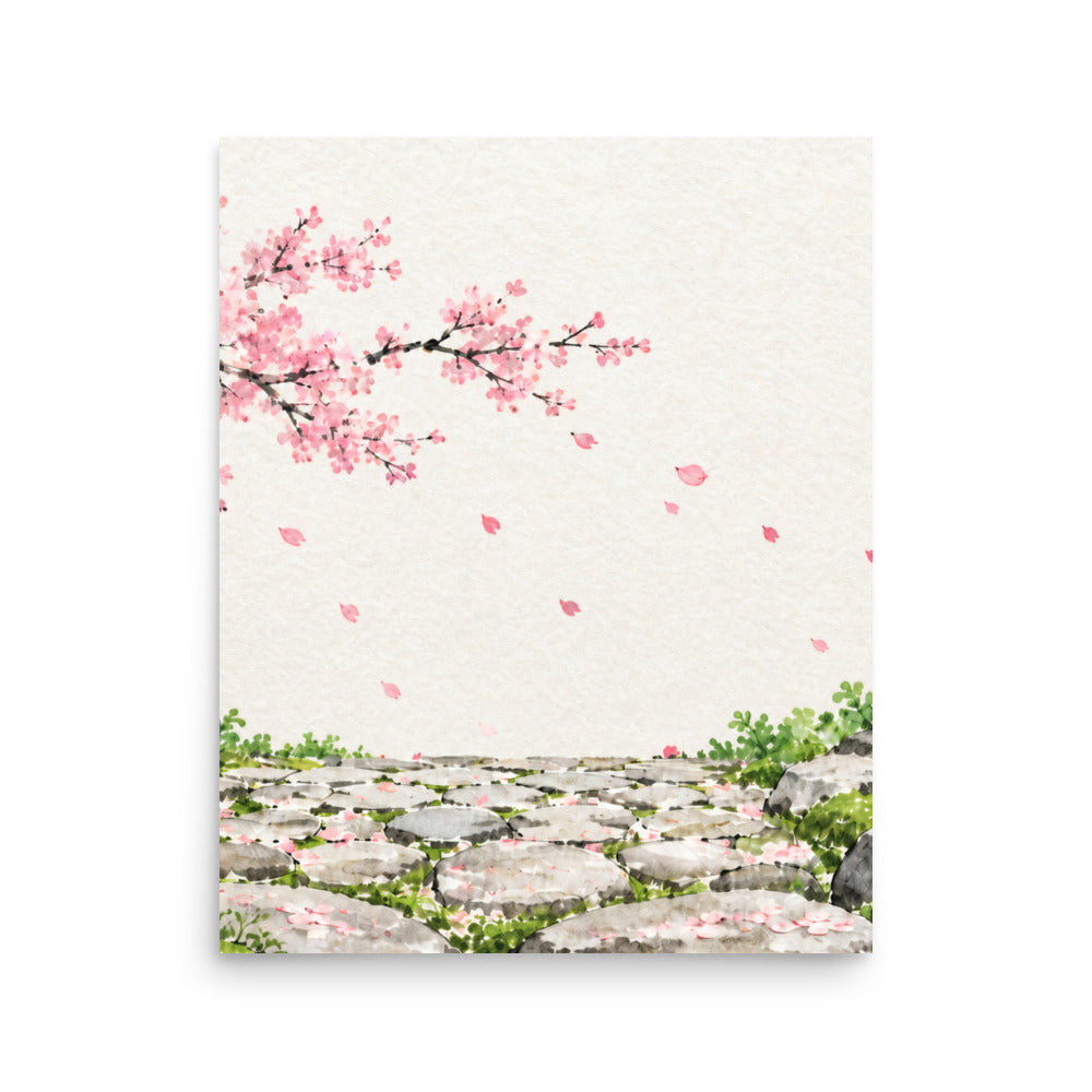 Seasons Garden · Stone Path · Spring — Japanese minimalist zen nature poster wall art