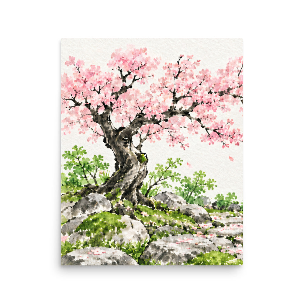 Seasons Garden · Cherry Tree · Spring — Japanese minimalist zen nature poster wall art