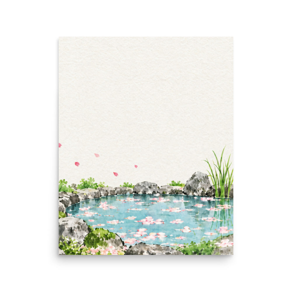 Seasons Garden · Petal Pond · Spring — Japanese minimalist zen nature poster wall art