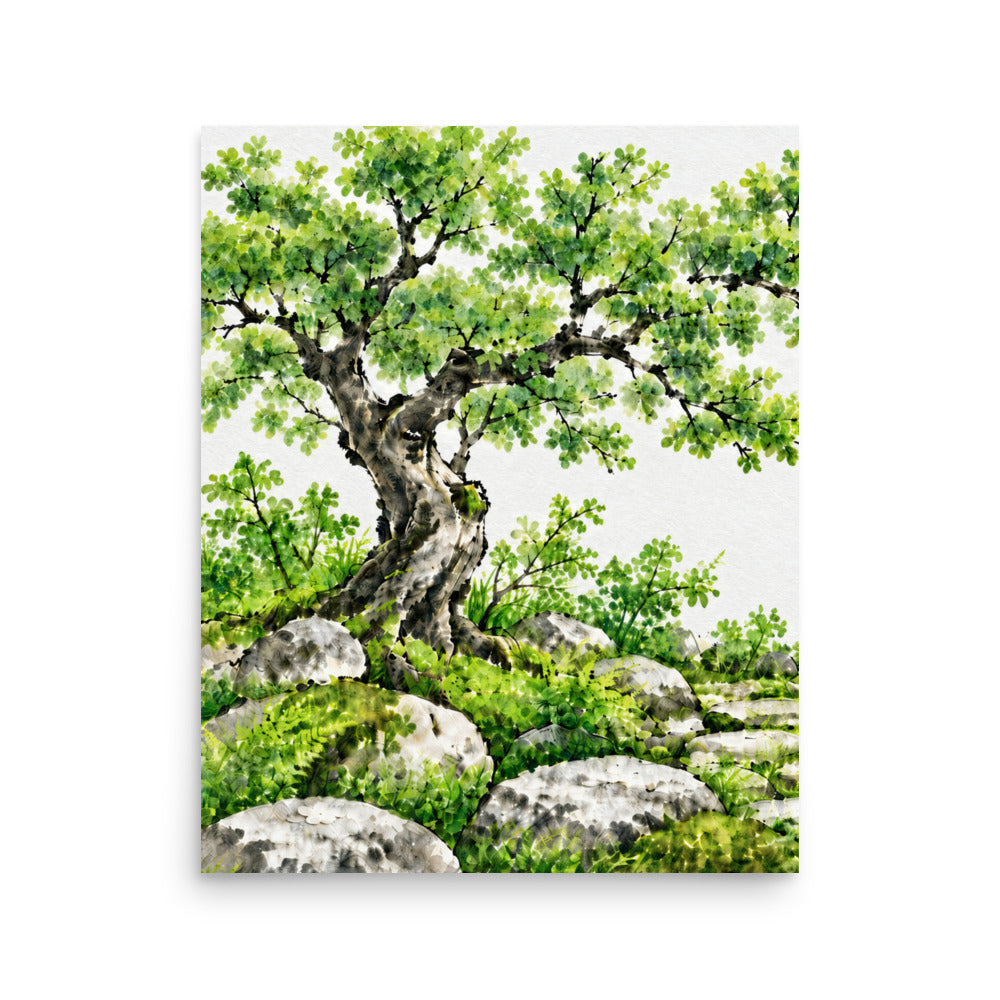 Seasons Garden · Green Tree · Summer — Japanese minimalist zen nature poster wall art