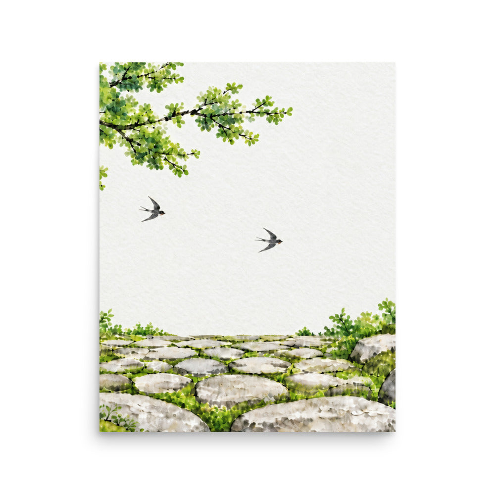 Seasons Garden · Swallow Path · Summer — Japanese minimalist zen nature poster wall art