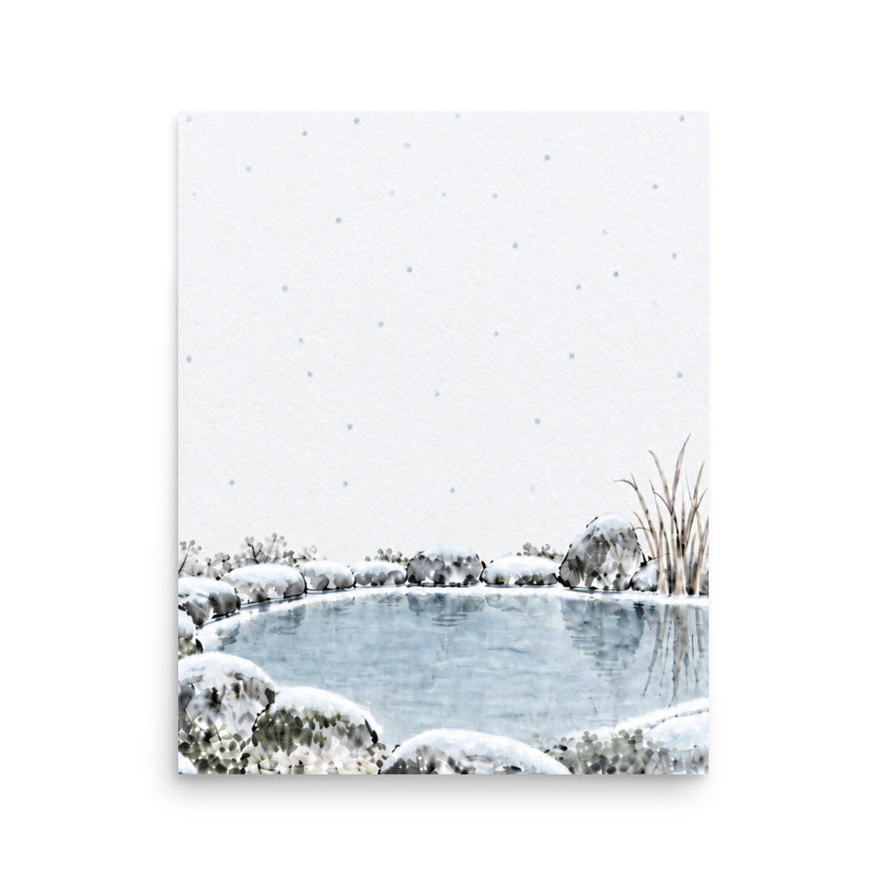 Seasons Garden · Still Pond · Winter — Japanese minimalist zen nature poster wall art
