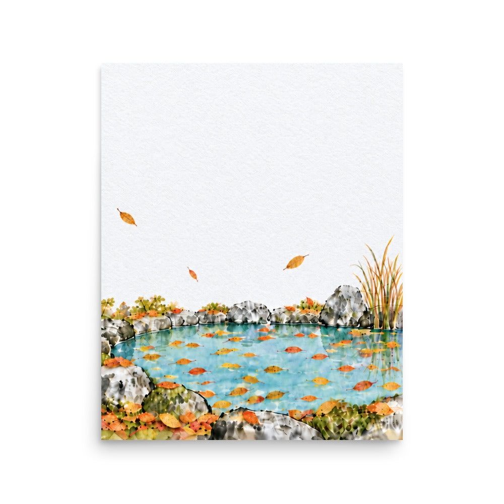 Seasons Garden · Leaf Pond · Autumn — Japanese minimalist zen nature poster wall art