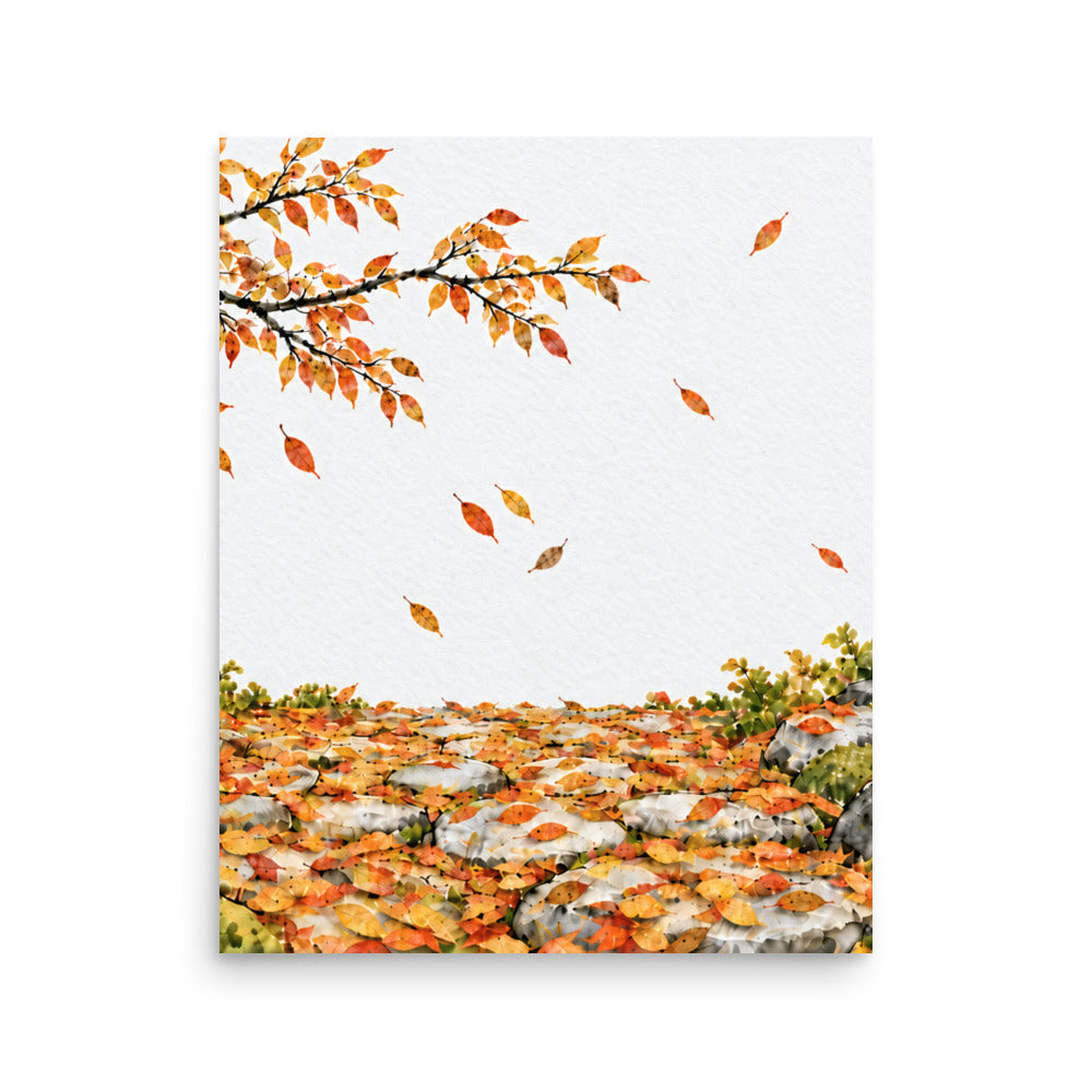 Seasons Garden · Leaf Path · Autumn — Japanese minimalist zen nature poster wall art