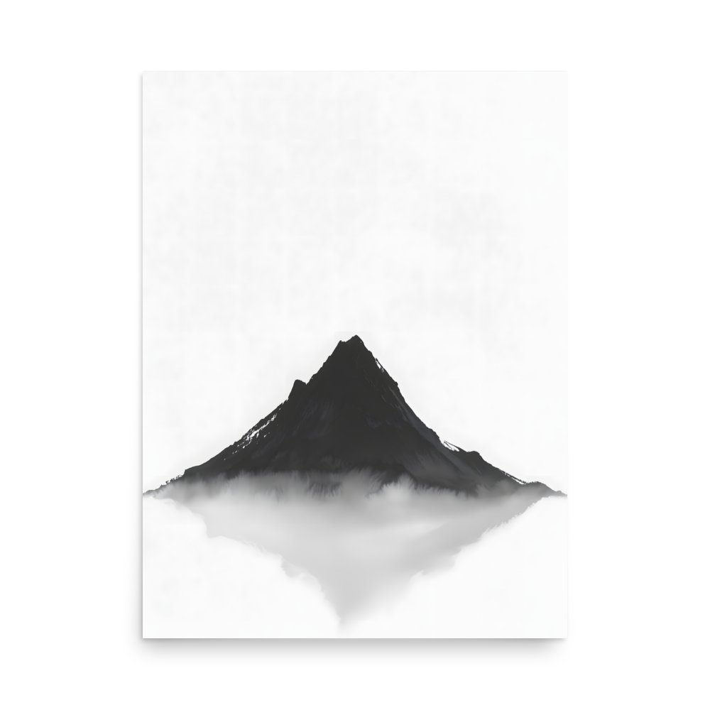 Mountain Breath — Japandi zen ink poster, minimalist Japanese wall art print