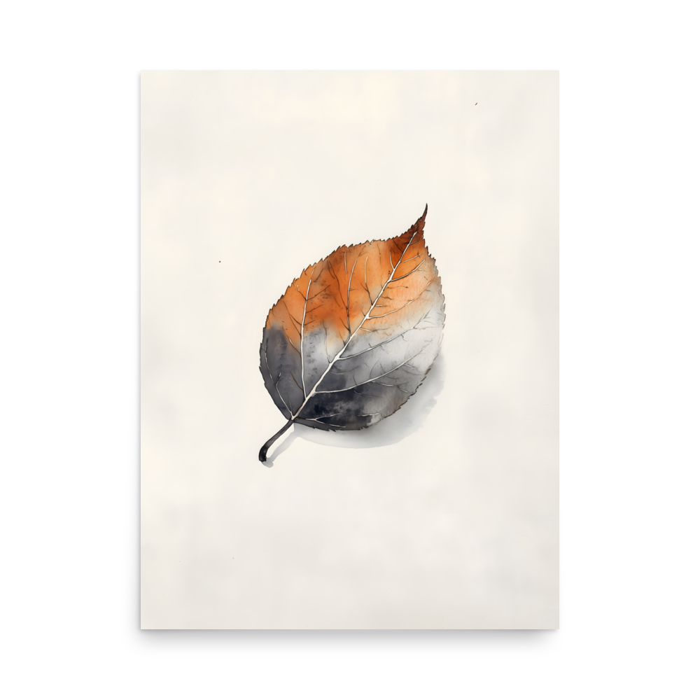Single Leaf — Japandi ma poster, minimalist Japanese wall art print