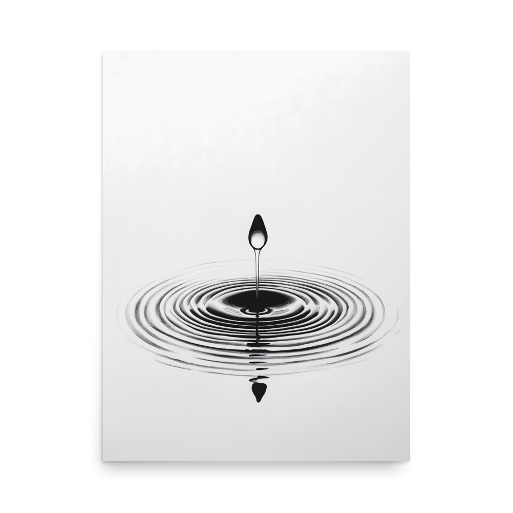 Waterdrop — Japandi zen nature poster, minimalist Japanese wall art print