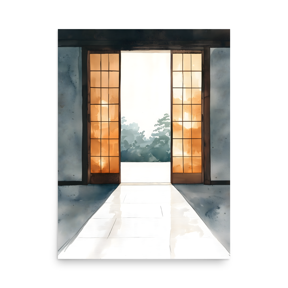 Open Door — Japandi ma poster, minimalist Japanese wall art print