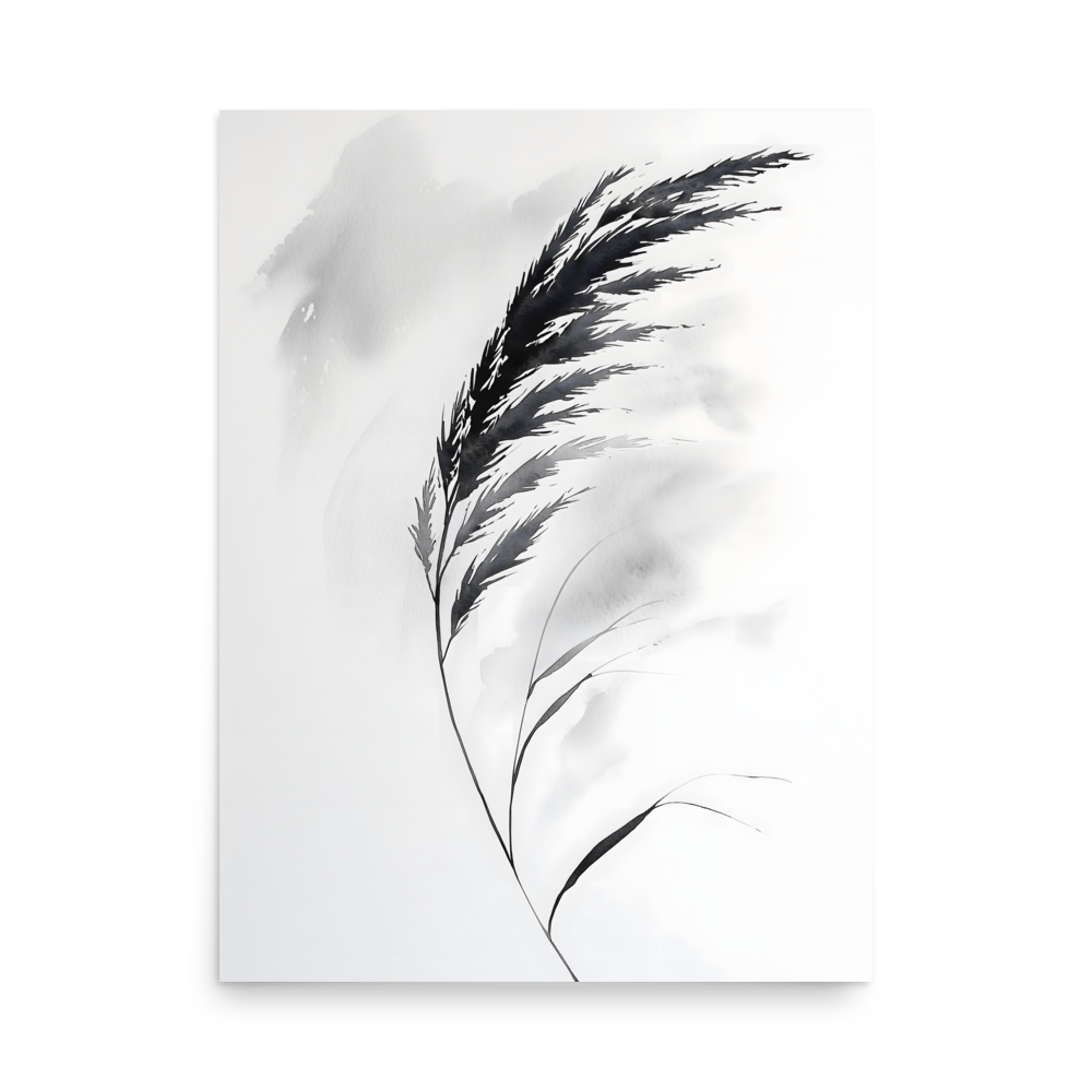 Wild Grass — Japandi zen nature poster, minimalist Japanese wall art print