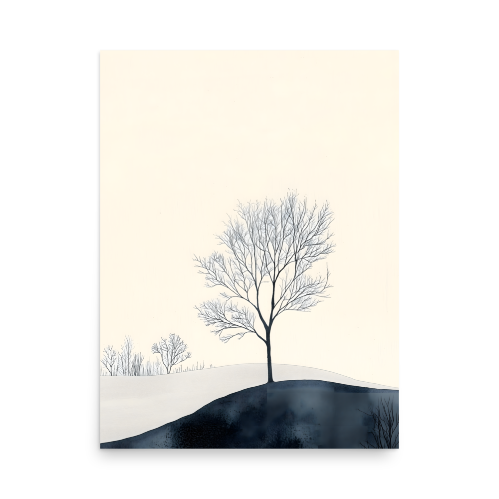 Distant Divide — Japandi ma poster, minimalist Japanese wall art print