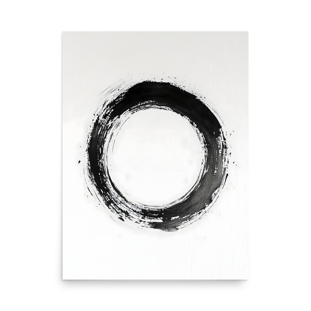 One Stroke — Japandi zen ink poster, minimalist Japanese wall art print