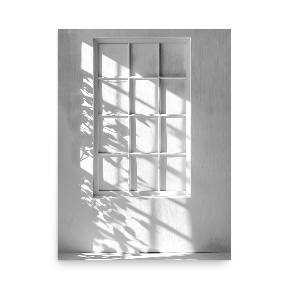 Shadow Play — Japandi komorebi poster, minimalist Japanese wall art print