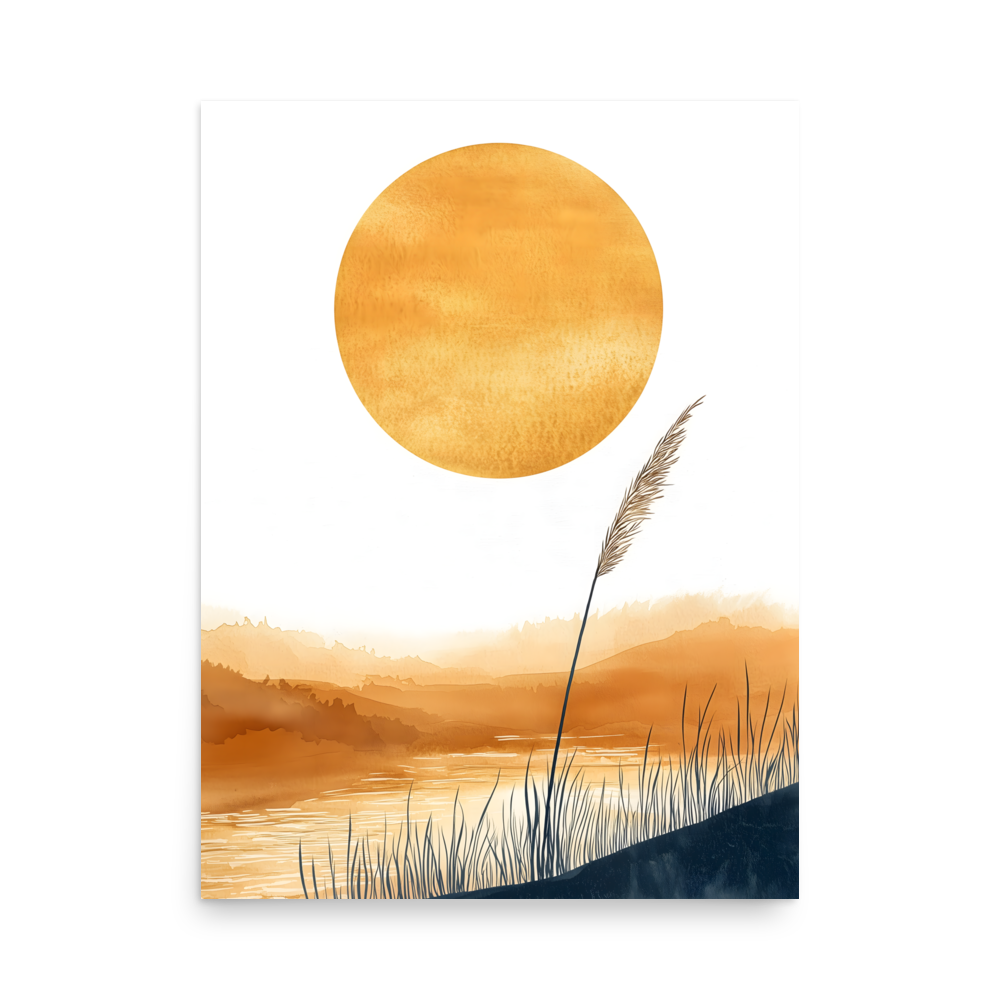 Golden Hour — Japandi komorebi poster, minimalist Japanese wall art print