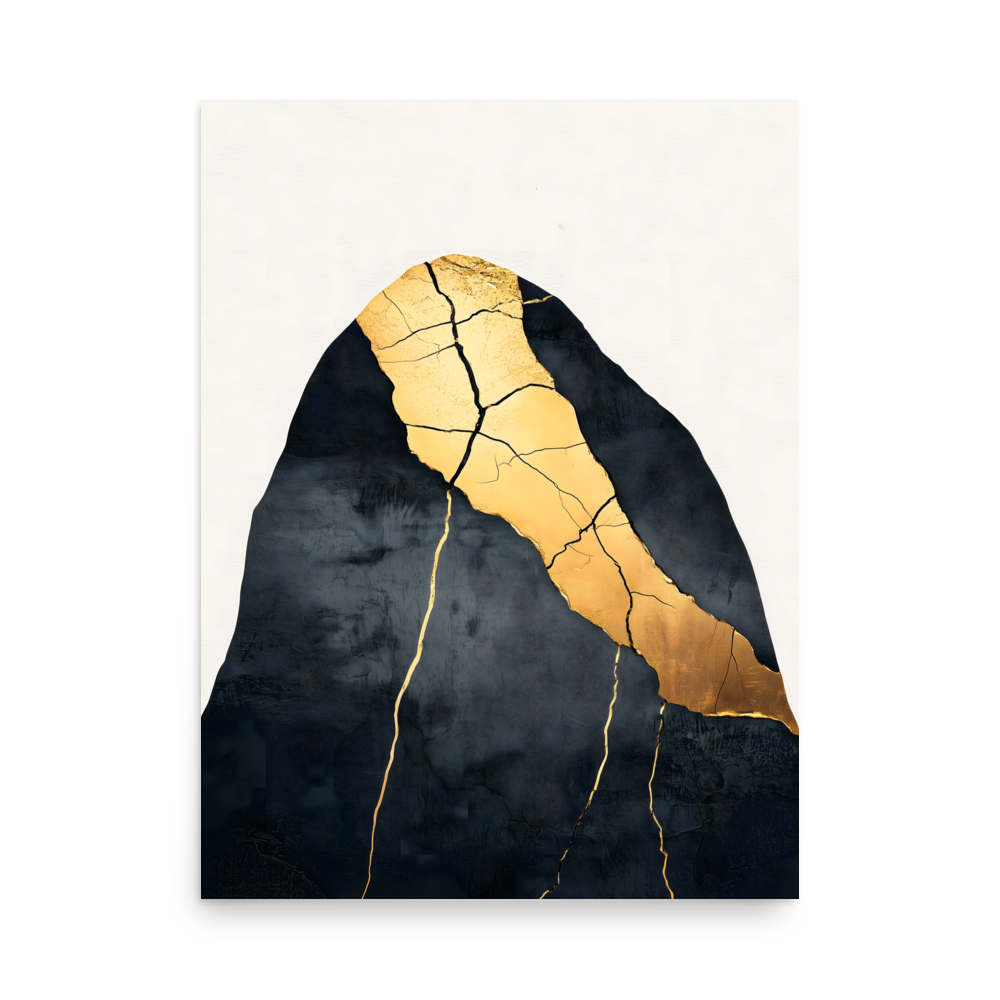 Kintsugi Lines — Japandi wabi-sabi poster, minimalist Japanese wall art print