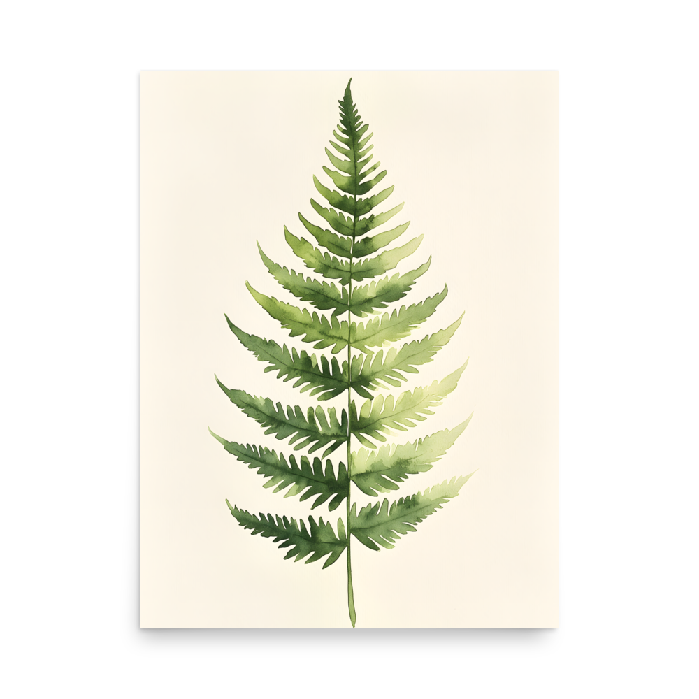 Morning Fern — Japandi zen nature poster, minimalist Japanese wall art print