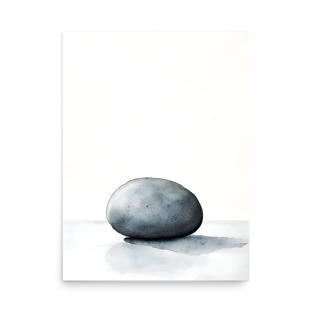 Worn Stone — Japandi wabi-sabi poster, minimalist Japanese wall art print