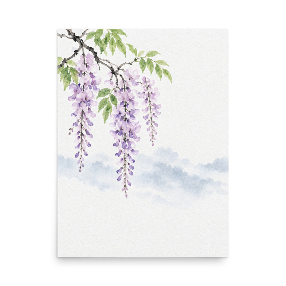 Spring Wisteria — Japanese minimalist zen nature poster wall art