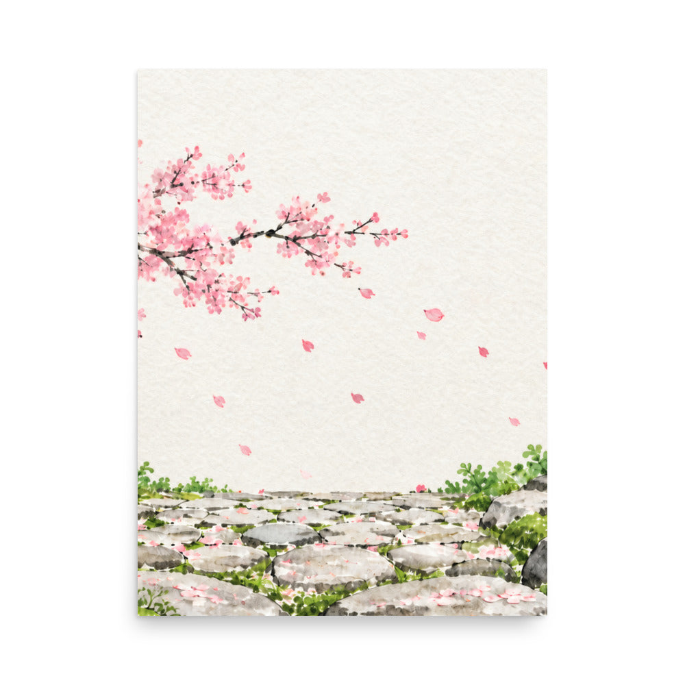 Seasons Garden · Stone Path · Spring — Japanese minimalist zen nature poster wall art