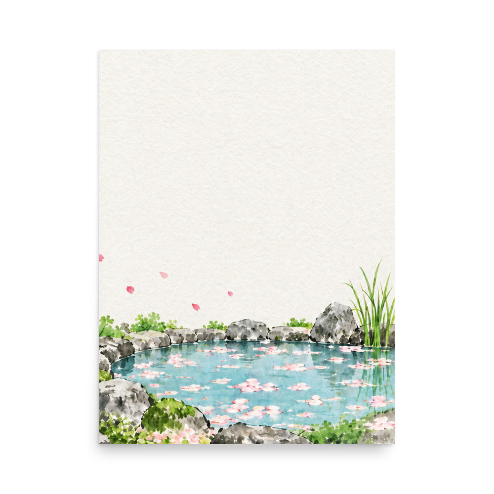 Seasons Garden · Petal Pond · Spring — Japanese minimalist zen nature poster wall art