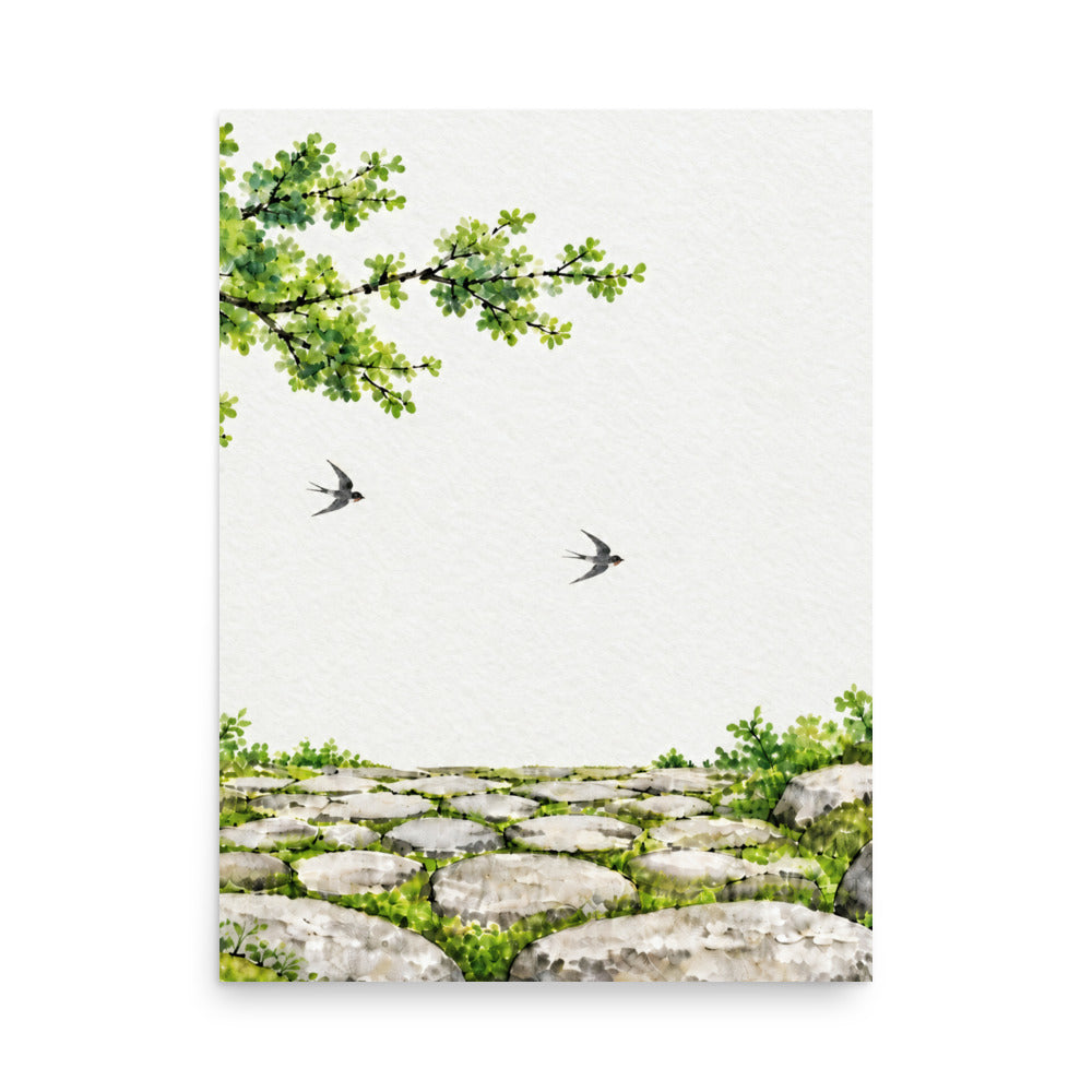 Seasons Garden · Swallow Path · Summer — Japanese minimalist zen nature poster wall art