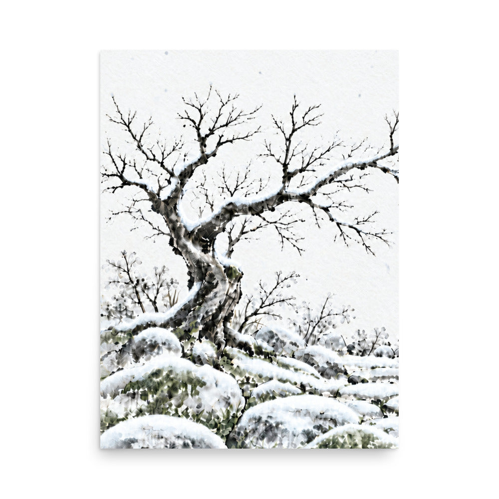 Seasons Garden · Bare Tree · Winter — Japanese minimalist zen nature poster wall art