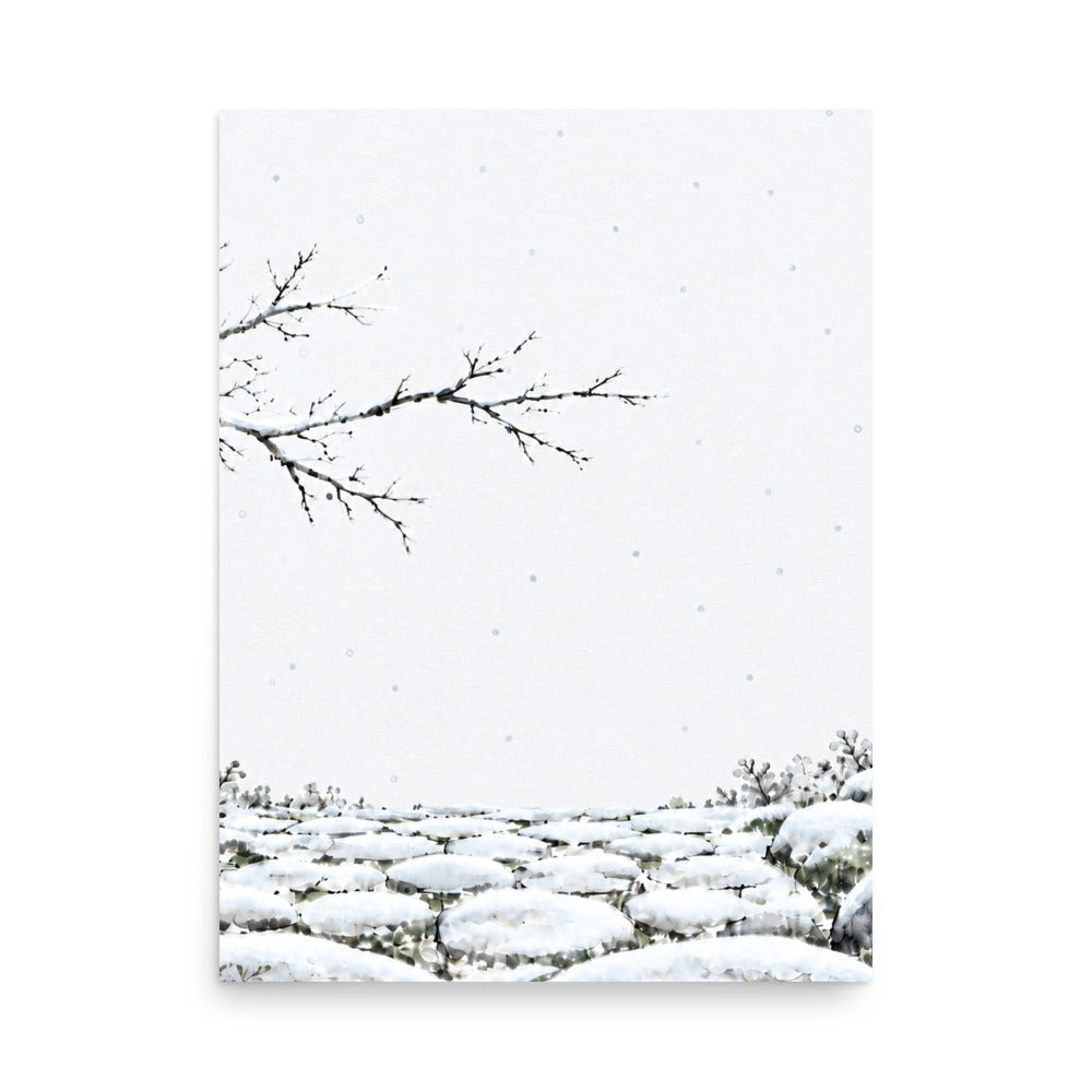 Seasons Garden · Snow Path · Winter — Japanese minimalist zen nature poster wall art