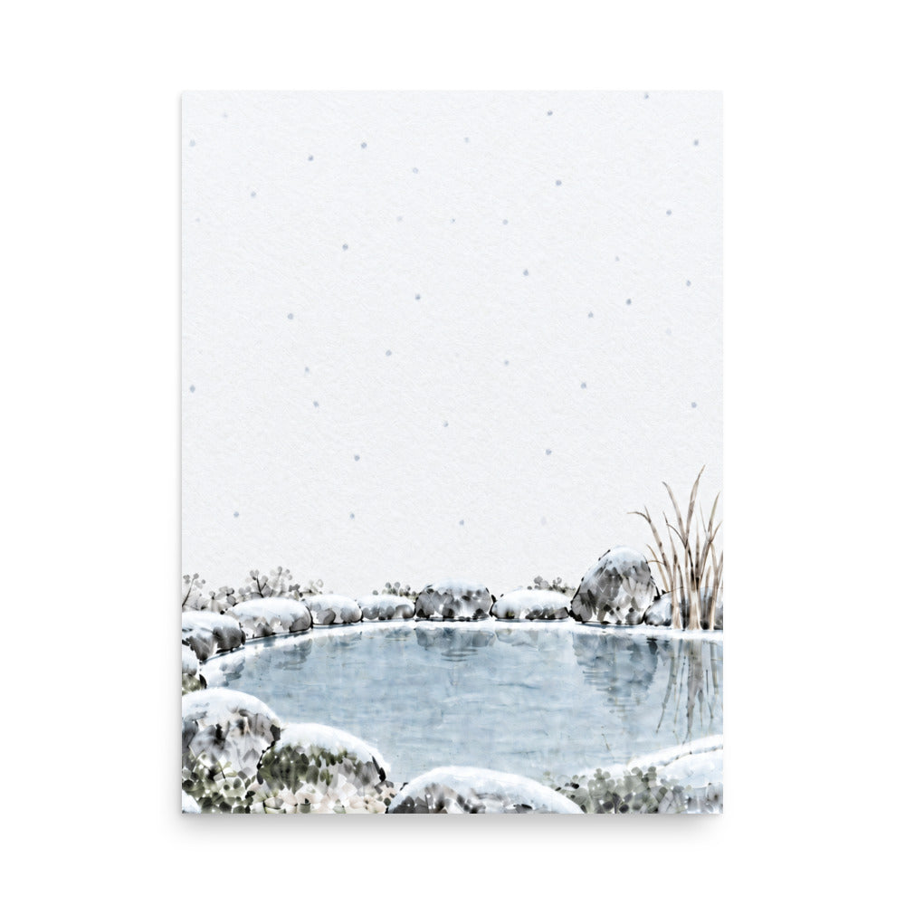 Seasons Garden · Still Pond · Winter — Japanese minimalist zen nature poster wall art