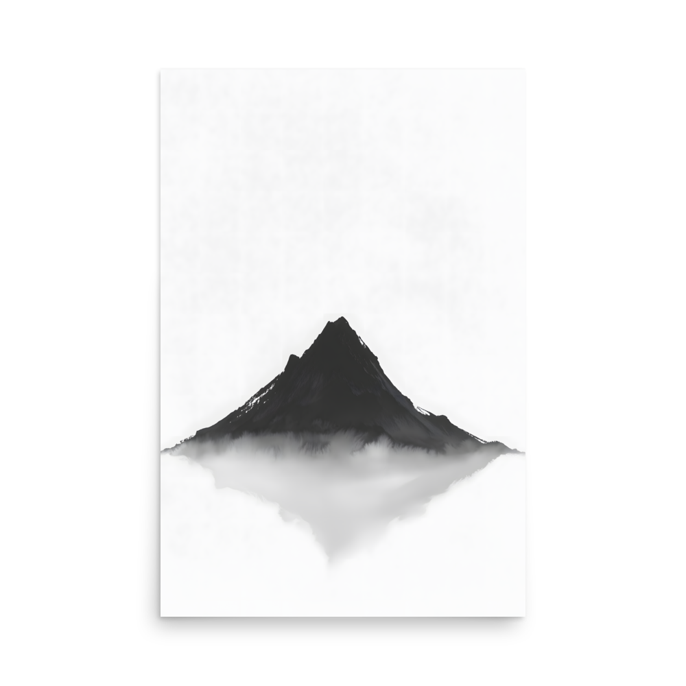 Mountain Breath — Japandi zen ink poster, minimalist Japanese wall art print