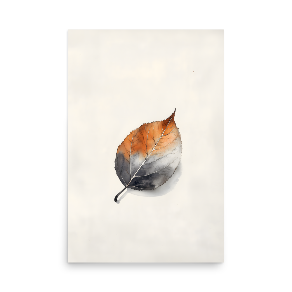 Single Leaf — Japandi ma poster, minimalist Japanese wall art print
