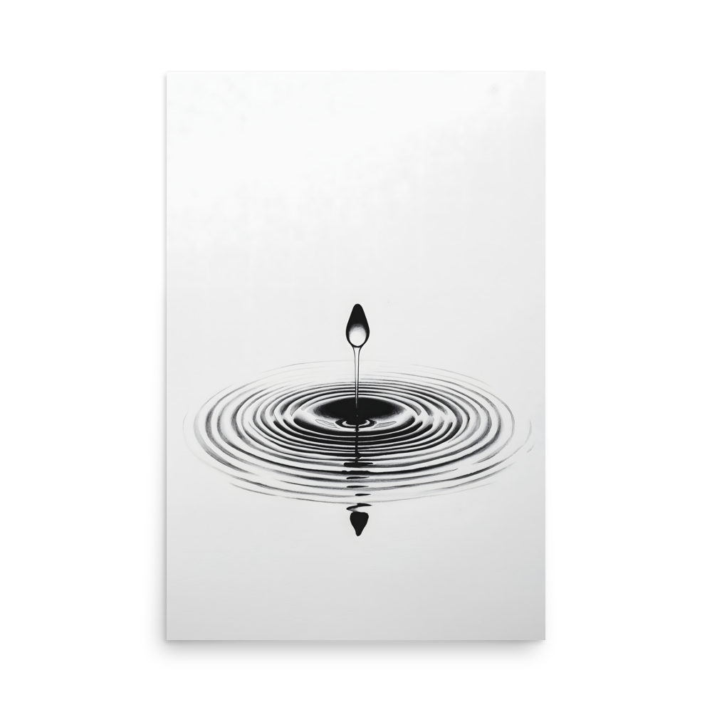 Waterdrop — Japandi zen nature poster, minimalist Japanese wall art print