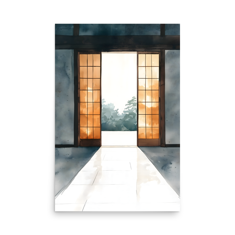 Open Door — Japandi ma poster, minimalist Japanese wall art print
