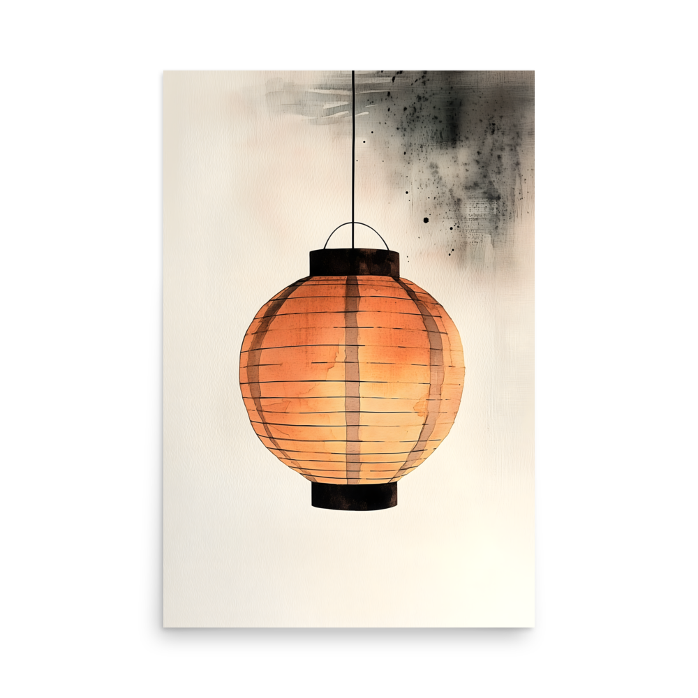 Paper Lantern — Japandi wabi-sabi poster, minimalist Japanese wall art print