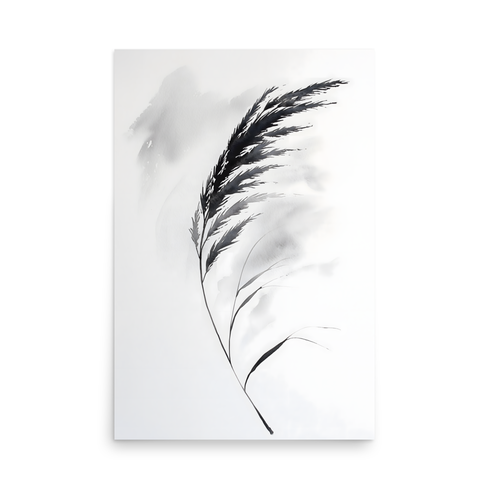 Wild Grass — Japandi zen nature poster, minimalist Japanese wall art print