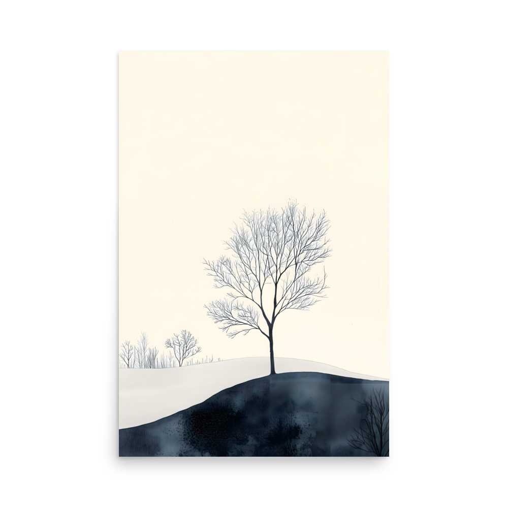 Distant Divide — Japandi ma poster, minimalist Japanese wall art print