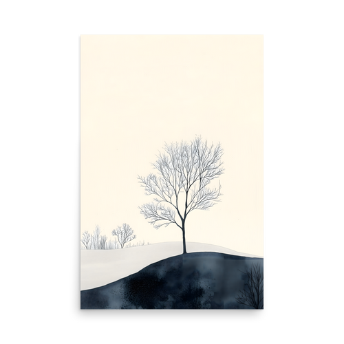 Distant Divide — Japandi ma poster, minimalist Japanese wall art print
