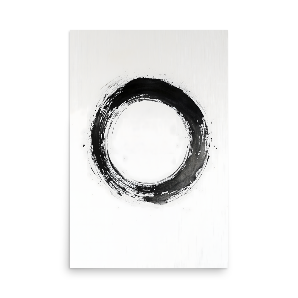 One Stroke — Japandi zen ink poster, minimalist Japanese wall art print