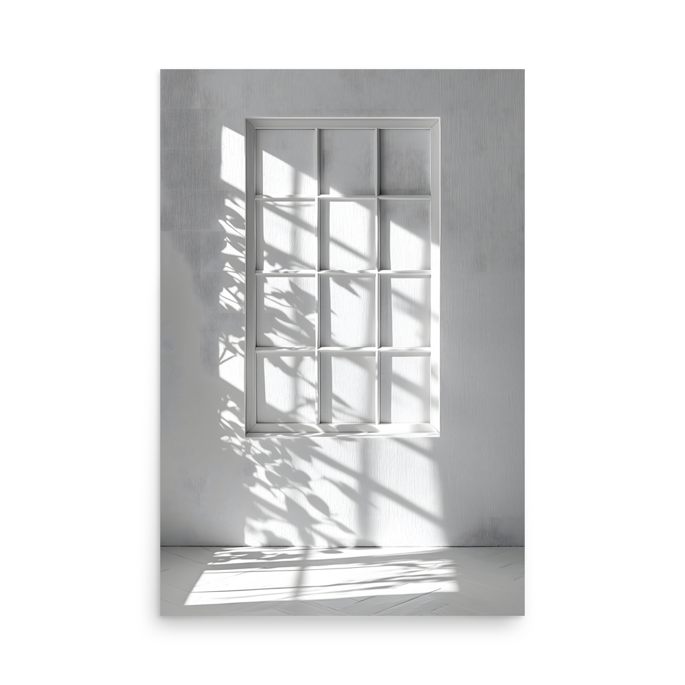Shadow Play — Japandi komorebi poster, minimalist Japanese wall art print