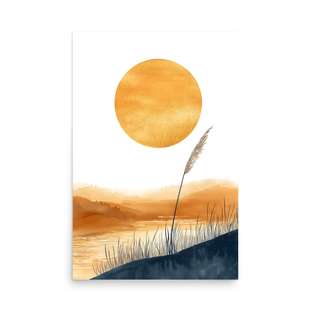 Golden Hour — Japandi komorebi poster, minimalist Japanese wall art print