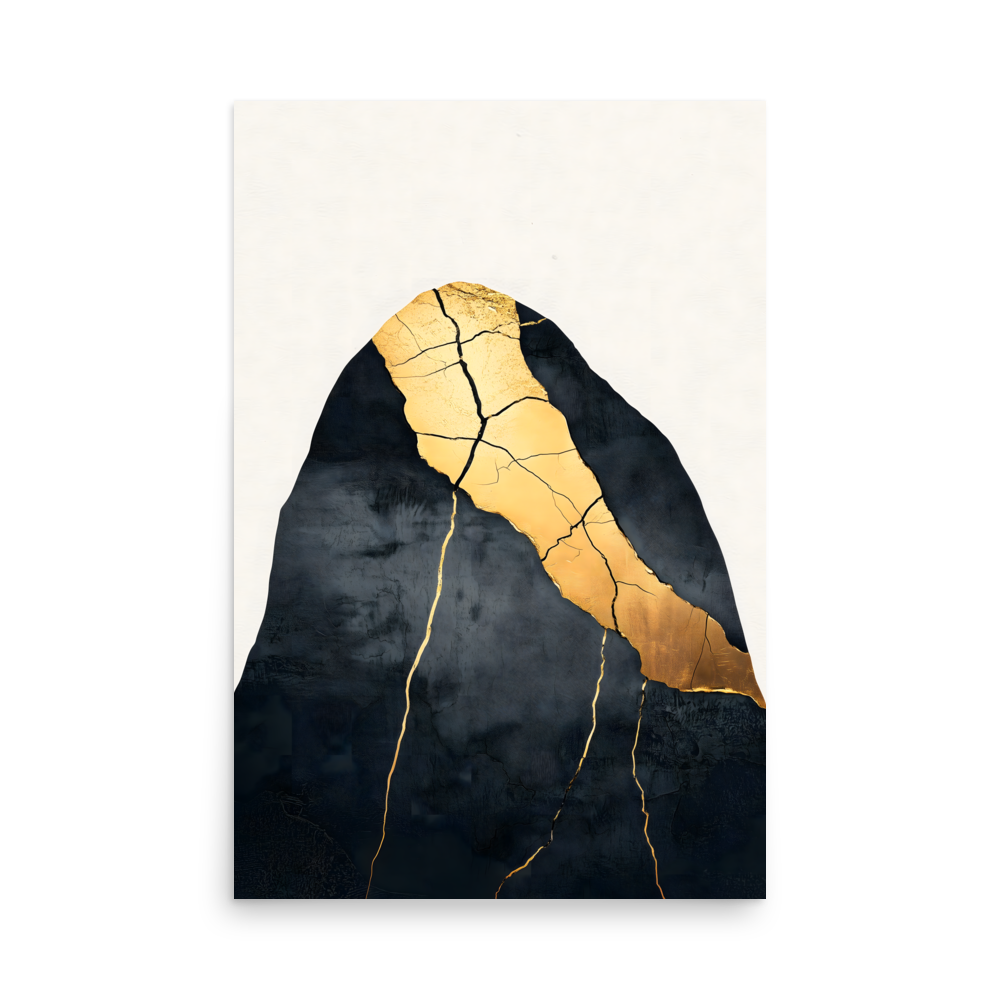 Kintsugi Lines — Japandi wabi-sabi poster, minimalist Japanese wall art print