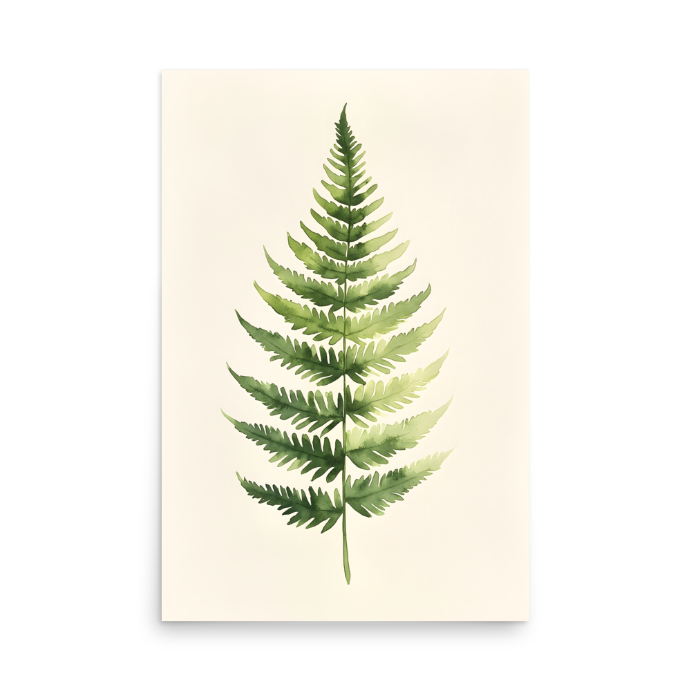 Morning Fern — Japandi zen nature poster, minimalist Japanese wall art print
