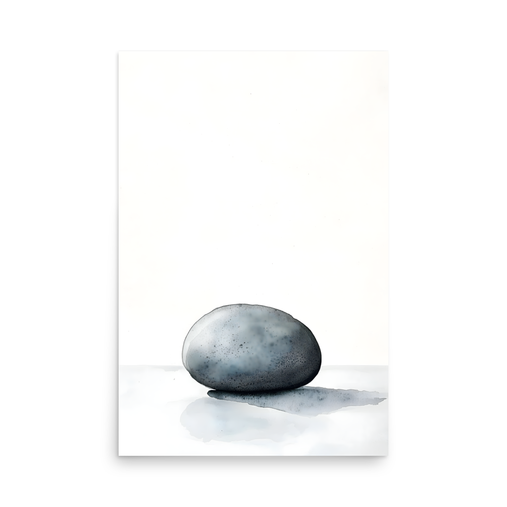 Worn Stone — Japandi wabi-sabi poster, minimalist Japanese wall art print
