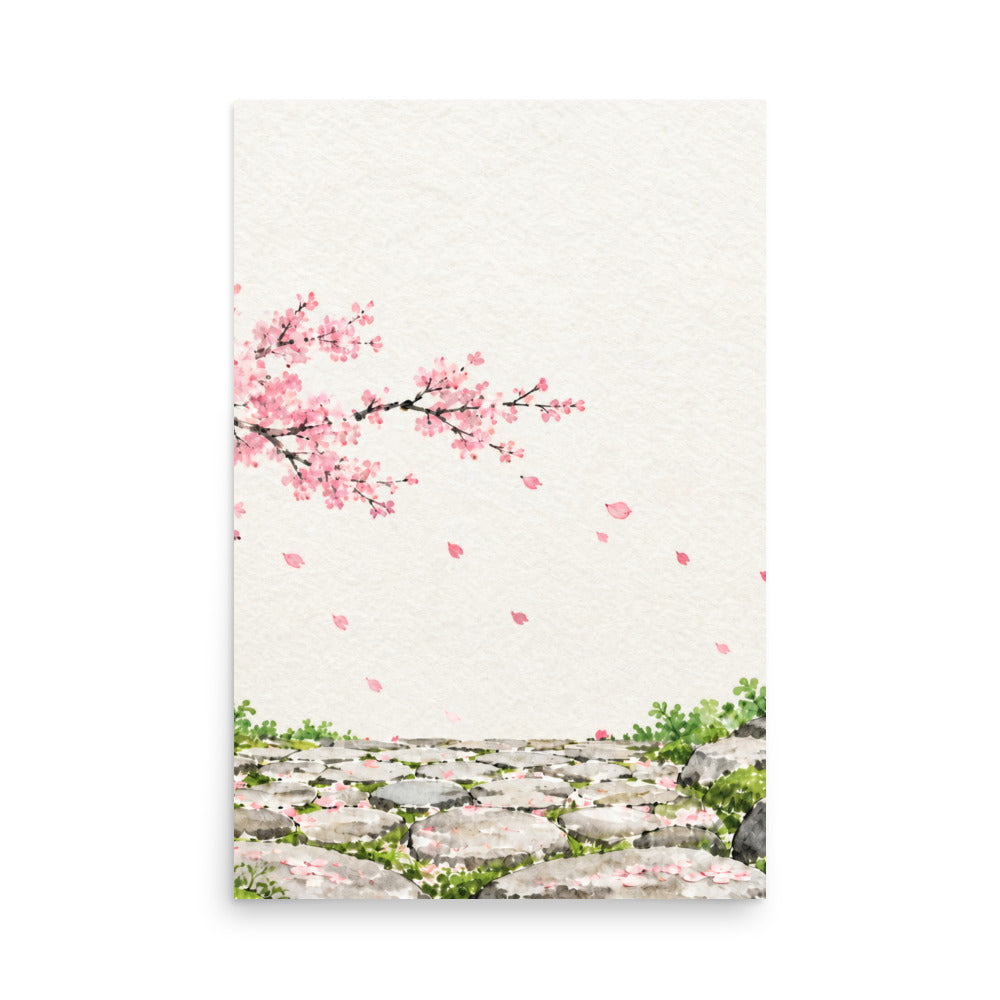 Seasons Garden · Stone Path · Spring — Japanese minimalist zen nature poster wall art